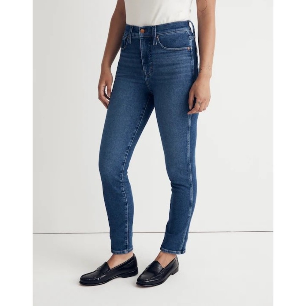 Madewell Curvy Stovepipe Jeans High Rise Straight Leg Blue Denim 27